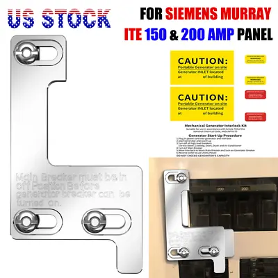 Buy Generator Interlock Kit For Siemens Murray ITE 150 & 200 Amp Panel • 31.19$