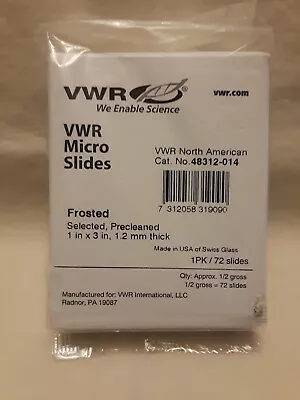 Buy VWR 48312-014 Micro Slides Frosted 1 ×3  1.2mm Thick 1pk/72 Slides (New/Sealed) • 29.50$