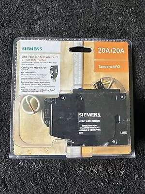 Buy New! Siemens Q2020AFCP 20A/20A One Pole Tandem AFCI Arc-Fault Circuit Breaker • 65.99$