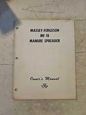 Buy Vintage 1962 MASSEY FERGUSON MF 18 Manure Spreader Owner's Manual  • 12.55$