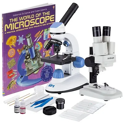 Buy IQCrew 2pc 1000x Compound & 20x Stereo Microscope Science Discovery Set For Kids • 139.99$