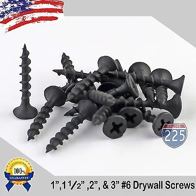 Buy #6 Black Drywall Coarse Thread Screws (1 , 1 1/2 , 2 , 3 ) Phillips Bugle-Head • 11.50$