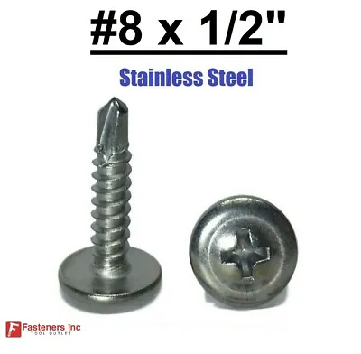 Buy #8 X 1/2  Stainless Steel Phillips Modified Truss Head Self Drilling Screw • 11.99$