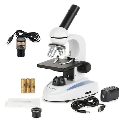 Buy AmScope 40X-1000X Student Monocular LED Microscope 1.0MP USB Camera Metal Frame • 143.99$