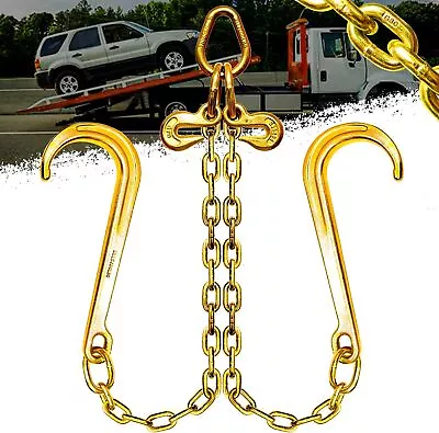 Buy 5/16  X 2'V-Type Tow Chain With 15 Inch J-Hooks And Grab Hooks Wrecker Truck Tie • 43.59$
