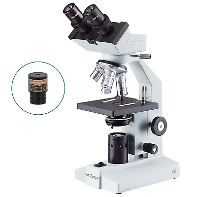 Buy Amscope 40X-2000X 20W Binocular Halogen Microscope With 1MP Eyepiece Camera • 182.99$