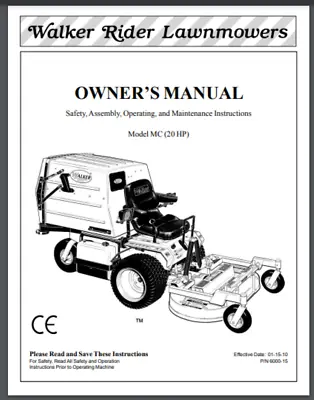 Buy Walker Mower 2010 MC Operator's Manual 100982 - 125717 76 Pages Comb Bound • 24.99$
