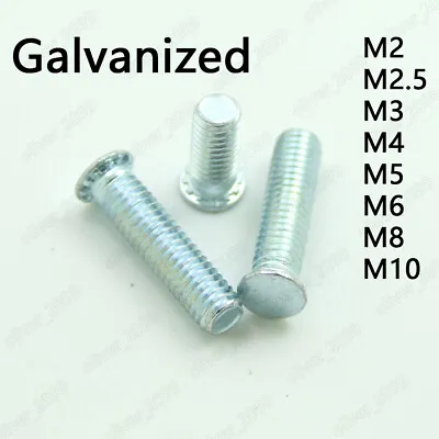 Buy Galvanized Steel Pressure Riveting Flat Head Screws Bolts M2 M3 M4 M5 M6 M8 M10 • 78.95$