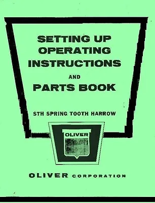 Buy Oliver STH Spring Tooth Harrow Operators Parts Manual • 7.90$