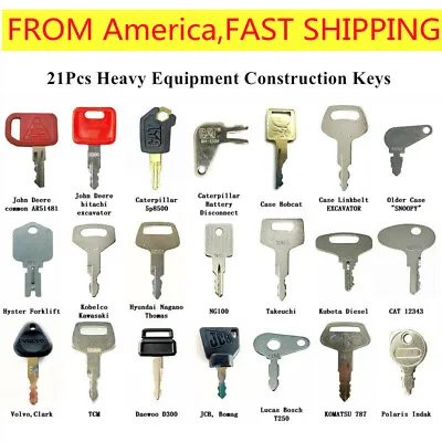Buy 21 Heavy Construction Equipment Ignition Key Set JD Komatsu CAT Case JCB • 22.48$