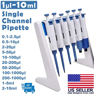 Buy Single Channel Pipette Lab Adjustable Pipettors Volume Micropipette 0.1ul-10ml • 25.89$