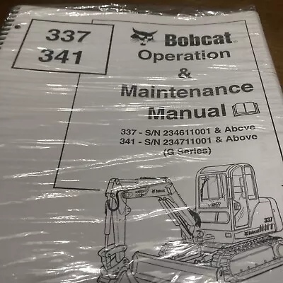 Buy Bobcat 337 341 Excavator Operation & Maintenance Manual With VHS • 20$