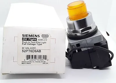 Buy Siemens 52PT6D9AB Oil Tight Push To Test Pilot Light Full Voltage Type 24v AC/DC • 49.99$