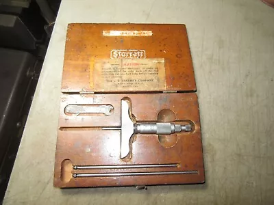 Buy Vintage L.S. Starrett Co. 445 Micrometer Set W/wood Storage Box Good User Tools • 24.99$