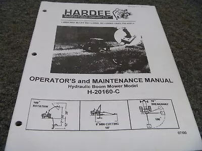 Buy Hardee H-20160-C Hydraulic Boom Mower Owner Operator & Maintenance Manual • 139.30$