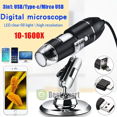 Buy 1600x 3in1 USB Digital Microscope Endoscope Magnifier Camera For PC Mac Android • 25.47$