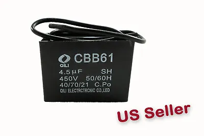 Buy 4.5uF Ceiling Fan Start Capacitor CBB61 450V 60Hz AC 2 Wire Non-Polar US Seller • 8.99$