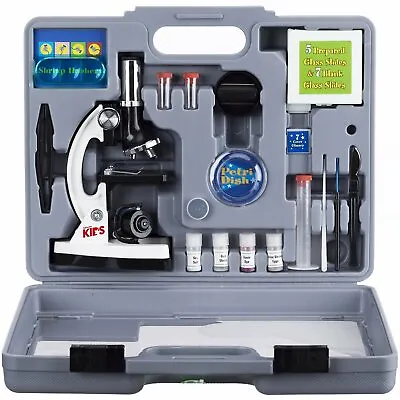 Buy AmScope 52pc 120X-1200X Kids Starter Compound Microscope Portable Science Kit   • 41.99$