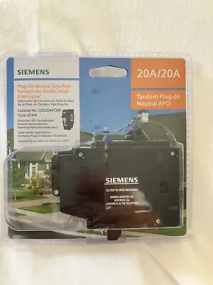 Buy SIEMENS Q2020AFCNP 20A Combination AFCI Plug-On Neutral Tandem Circuit Breaker • 64$