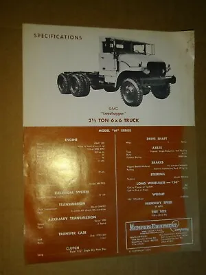 Buy 1968 GMC Loadlugger 2 1/2 Ton 6x6 Truck Specifications Brochure Memphis Equipmen • 10$
