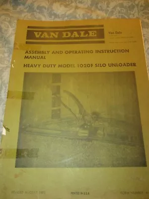Buy Van Dale HEAVY Duty 1020F Silo Unloader Operator Manual Assembly Instructions  • 4.99$