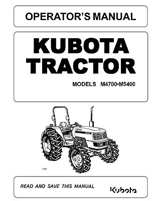 Buy Farm Tractor Operator Maintenance Manual Kubota M4700 M5400  • 21.97$
