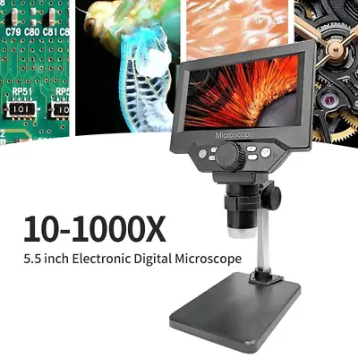 Buy 5.5  LCD Digital Microscope 1000X 1080P Microscope Stand Soldering Microscope • 49.99$