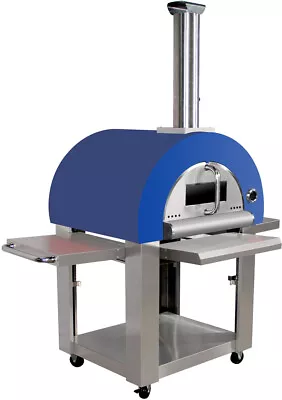 Buy Outdoor Stainless Steel Artisan Wood-Fired Charcoal Pizza Oven BBQ Grill - BLUE • 1,799$