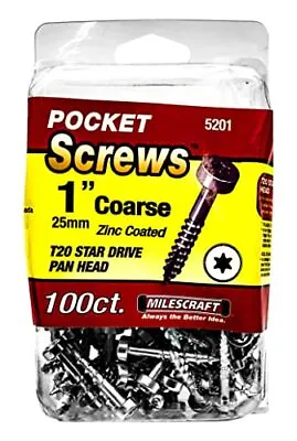 Buy 5201 Wood Pocket Hole Screws 7 X 1  Pan Head With Coarse Thread 100pc. Torx Dr • 7.78$