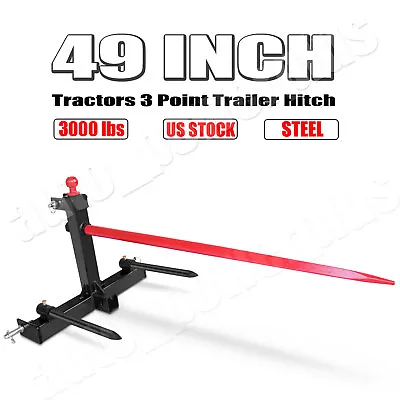 Buy 49'' Hay Bale Spear 3 Point Quick Loader Attach Steer Skid Tractor Attachment US • 284.99$