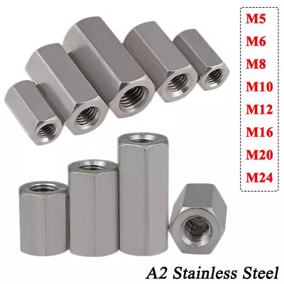 Buy Full Thread Hex Coupling Nuts Sleeve For M5 To M24 Thread Rod Stud A2 Stainless • 136.05$