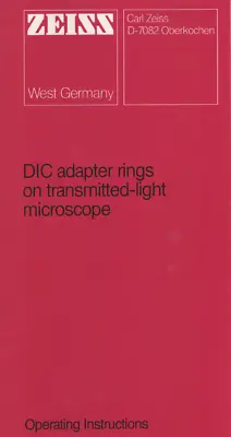 Buy Zeiss DIC Adapter Rings On Transmitted-Light Microscope Operating Manual  On CD  • 19.95$