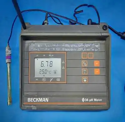Buy Beckman PHI-34 PH Meter W/ Probe Tested With Power Supply • 299.99$