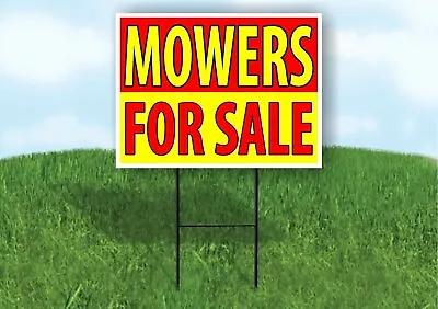 Buy MOWERS FOR SALE RED YELLOW Plastic Yard Sign ROAD SIGN With Stand • 19.99$