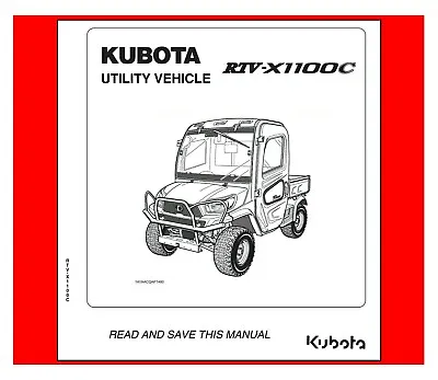 Buy RTV 1100 RTV-X1100C Side By Side With Cab Instructions Manual Fits Kubota  • 25.97$
