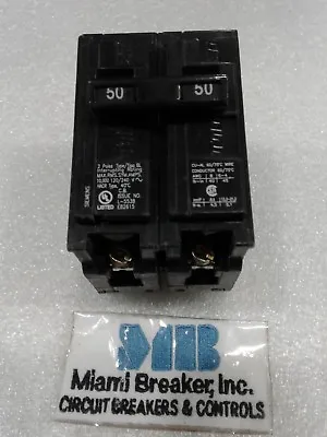 Buy B250 Siemens / Ite Circuit Breaker 2 Pole 50 Amp 240 Vac New!! • 35$