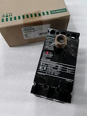 Buy HED43B100 Siemens Molded Case Circuit Breaker 3 Pole 100 Amp 480V NEW • 577.50$