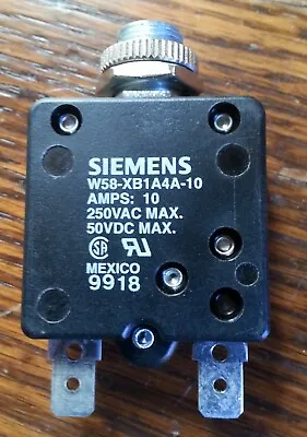 Buy SIEMENS W58-XB1A4A-10 Thermal Circuit Breaker 10A 50VDC/250VAC - NOS • 8.95$