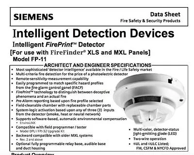 Buy SIEMENS FP-11 FIREPRINT DETECTOR HEAD (w/NEW FILTERS) 1000+ AVAILABLE! • 195$