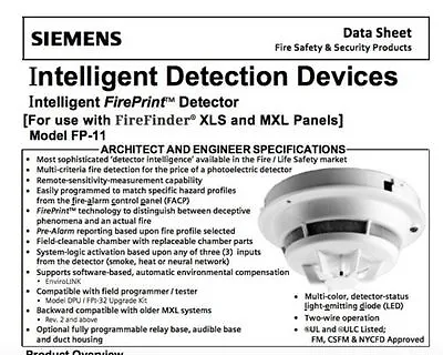 Buy Siemens Fp-11 Fireprint Smoke/heat (incl. 1 Yr. Prot. Plan) 1000+ Available! • 195$