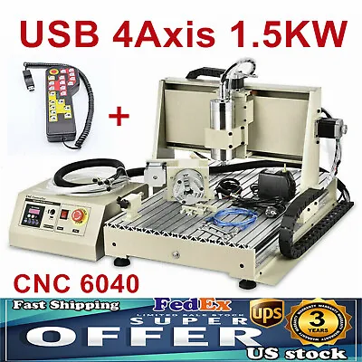 Buy 1500W CNC Router 6040 4 Axis Metal Engraving Machine Carving Milling Machine • 1,215$