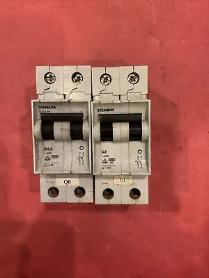 Buy SIEMENS 5SX2 5SX22 C2 2amp And D0.5 1/2amp 480 VAC 2 POLE CIRCUIT BREAKERS USED  • 23$
