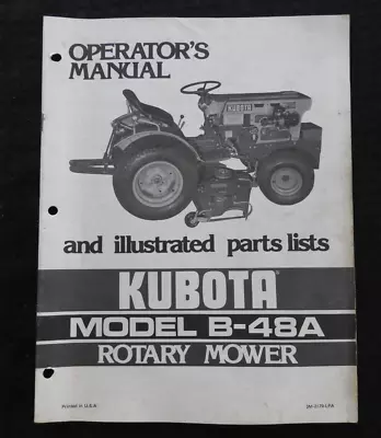 Buy Kubota B7100 Tractor  Model B-48a 48  Mower Deck  Owners & Parts Catalog Manual • 20.66$