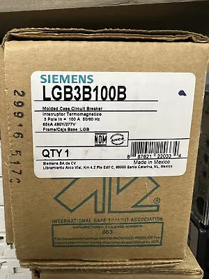 Buy LGB3B100B Siemens 100 Amp 480V 65K 3 Pole Bolt On Circuit Breaker New LGB3B100 • 395$