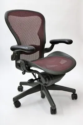 Buy Herman Miller Aeron Chair In Burgundy Red (Rare Color) Fully Loaded Size B • 699$