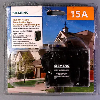 Buy Siemens QA115AFCNP Plug-On Neutral Circuit Breaker 120V 15A AFCI Combination New • 25.99$