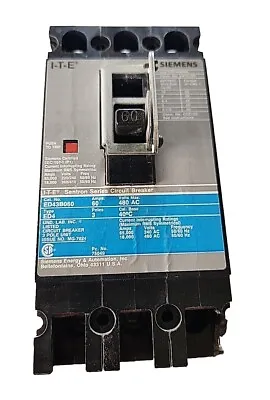 Buy SIEMENS ED43B060, 60 Amp, 480 Volt, 3 Pole, Circuit Breaker Used Small Chip • 120$