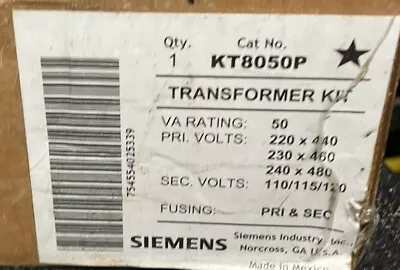 Buy Siemens KT8050P Transformer Kit Pri Volts 230/460 Sec Volts 115 NEW • 19.99$