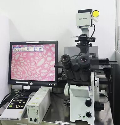 Buy OLYMPUS IX71 INVERTED RESEARCH MICROSCOPE W DP20 CAMERA, 4,10,20,40x OBJECTIVES • 11,599$