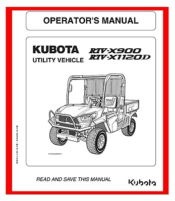 Buy Side By Side Diesel Instructions Manual Kubota RTV 900 1120 RTV-X900 RTV-X1120D • 8.24$